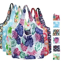 Reusable Shopping Bags Women Foldable Tote Bag Portable Cloth Eco Grocery Bag Folding Large Capacity Fruit Vegetable Handbags 2