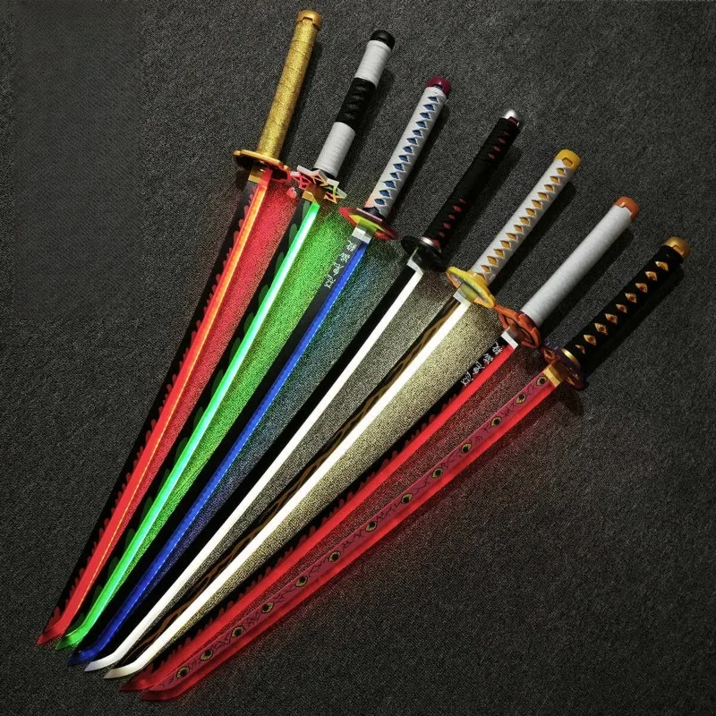 Dem Sword, Cosplay Katanas Blade Prop, voor Kamado Tanjirou Samurai Anime Ninja Zwaard decoratief speelgoed, voor Anime Liefhebbers Decoratieve Wapen Speelgoed Houten Model 41 inches, A