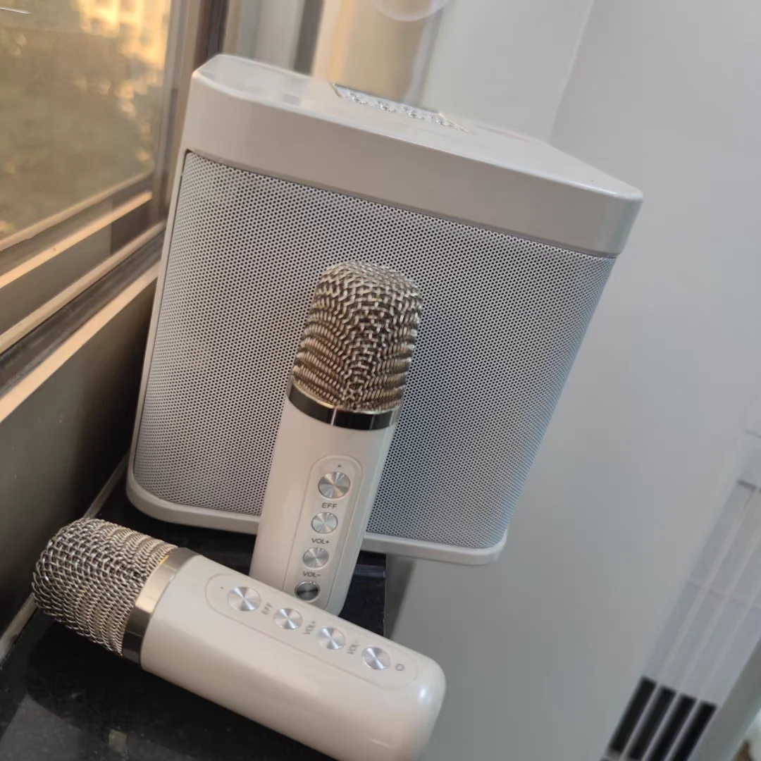 US $58.51 - 64.67 New high-power portable professional karaoke dual microphone bluetooth speaker smart external karaoke equipment caixa de som