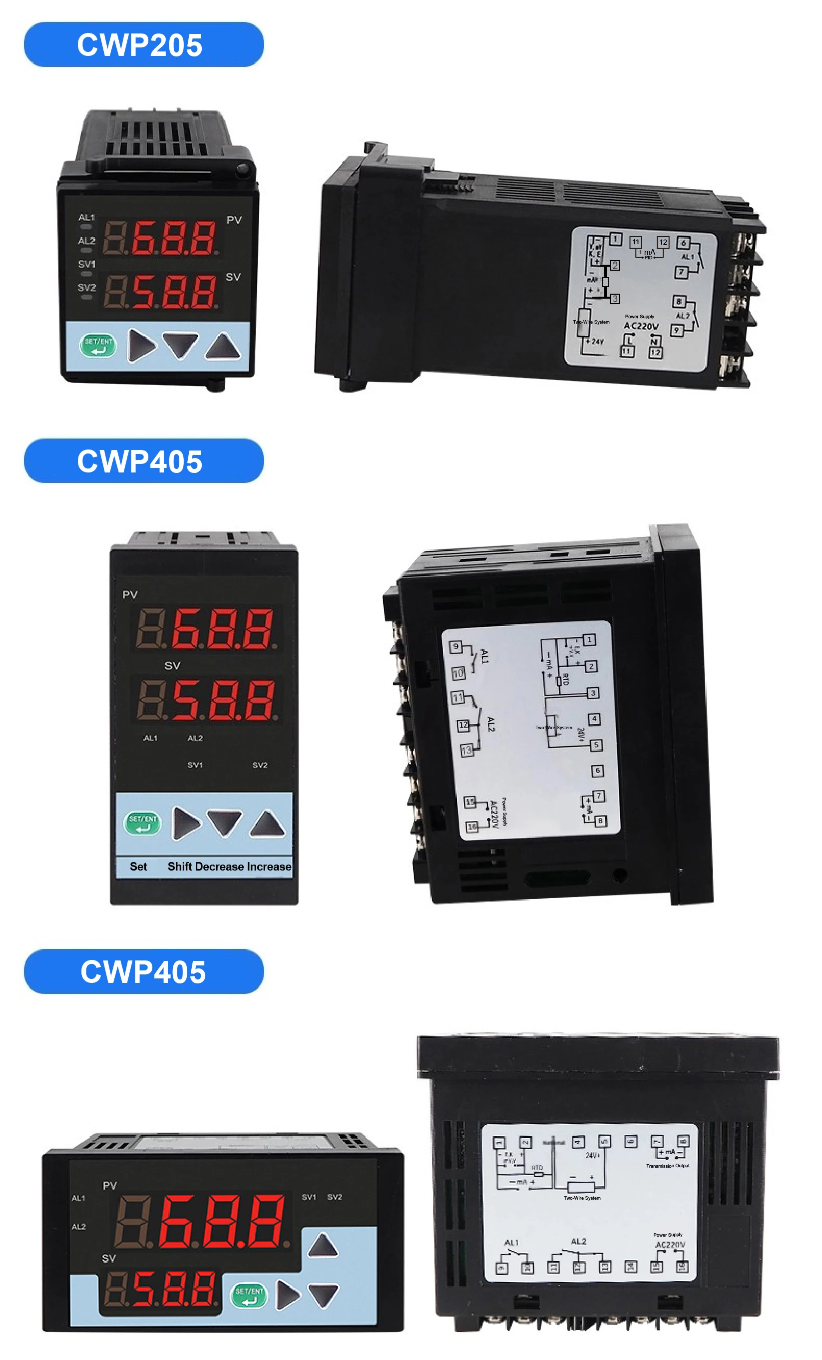 CWP Smart PID Controller with Relay Output 4-20mA 0-5V 0-10V Analog Signal for T