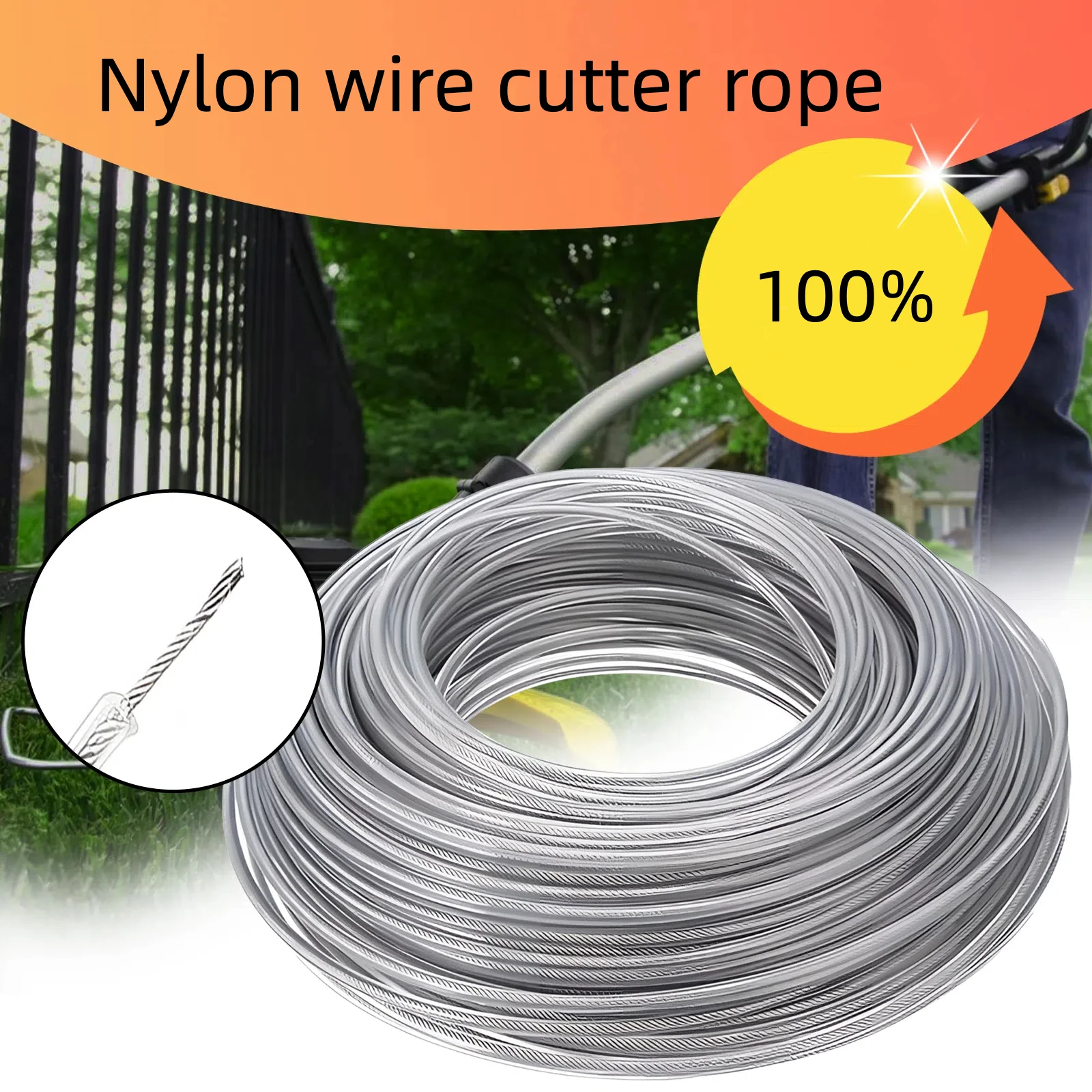 Grass Trimmer Line 5m/10m/15m*2.4mm/2.7mm/3mm/4mm Nylon Wire Brush Cutter Rope Steel Lawn Mower Replacement