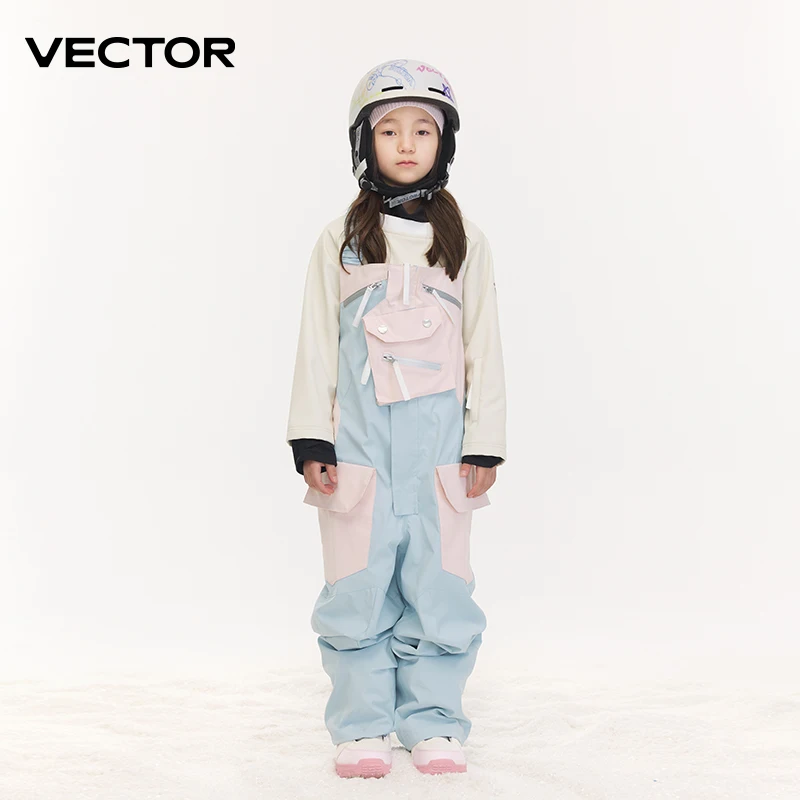 VECTOR Thick Children Overalls Ski Jumpsuit Outdoor Sports Snowboard Jacket Warm Jump Suit Waterproof Winter Clothes