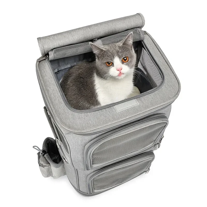 Pets Trolley Case Cat Dog Travel Bag Suitcase Luggage Collapsible 4 Wheel 2 Layer Storage Box Breathable Handbag Pet Stroller