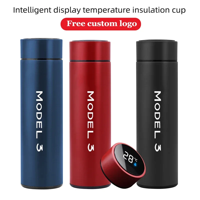 

For Tesla model3 500ml Digital Thermos Cup Intelligent Temperature Display Water Bottle Heat Preservation Vacuum Thermos Flask