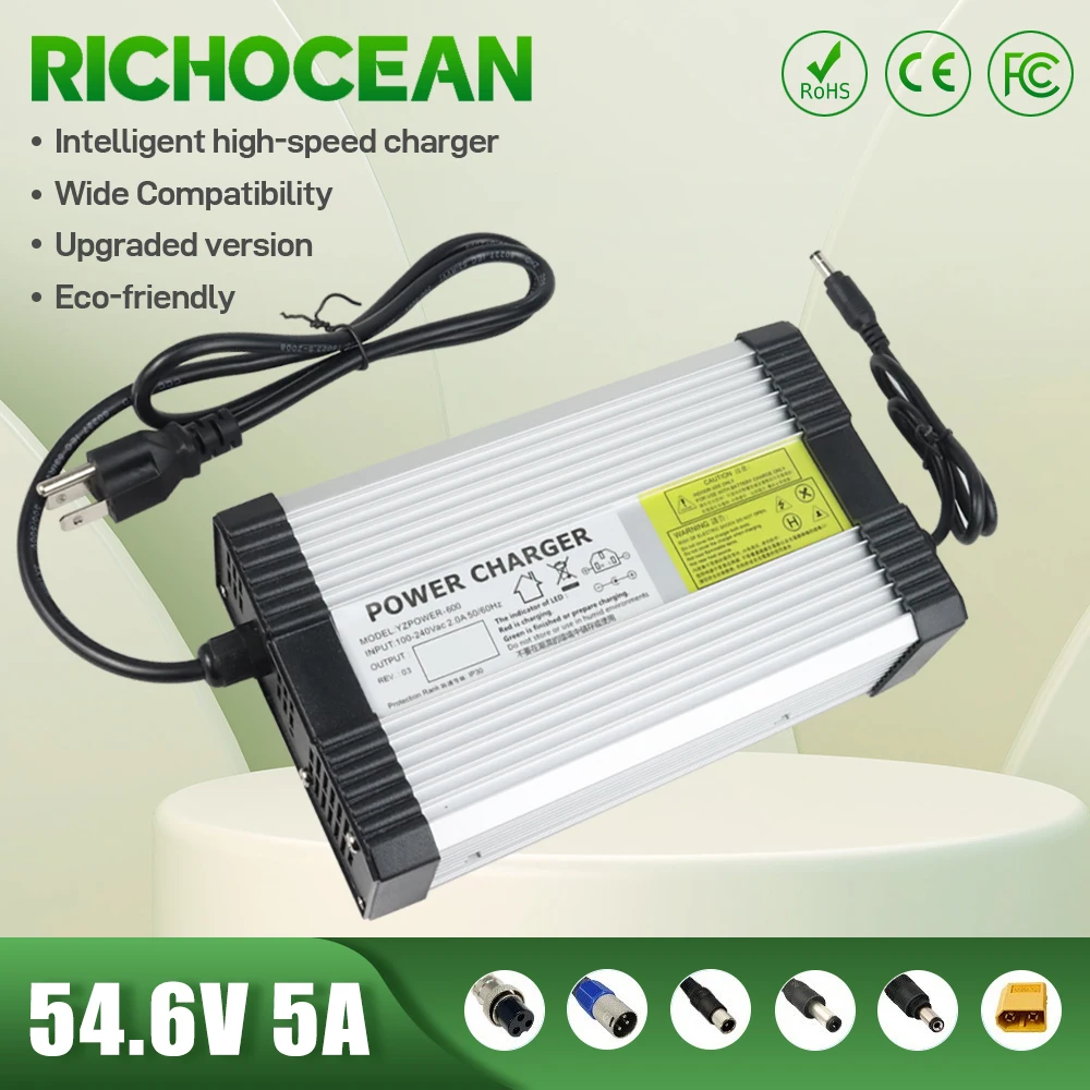 

RICHOCEAN 54.6V 5A Lithium Li-ion Battery Charger For 13S 48V Universal E-bike E-tool High Quality With Cooling Fans
