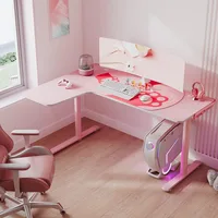 L Shaped Gaming Desk, 60 Inch Large Home Office Corner PC Computer Table Study Writing Female L60 Mouse Pad Cable Management 1