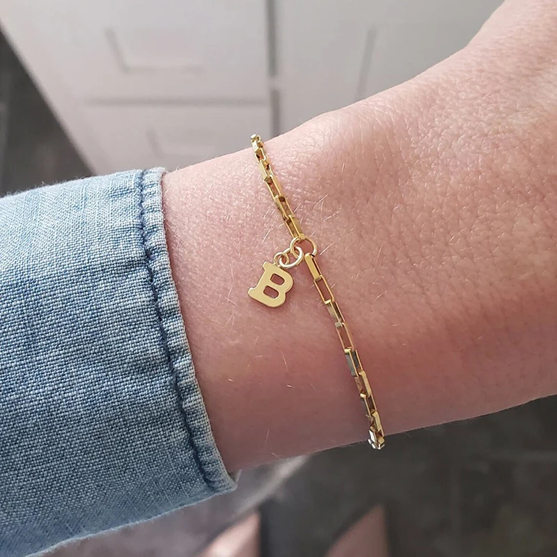 14K Gold Filled Block Letter Charm A bis ZGold Anhänger für Armband Halskette Ohrring DIY Schmuckzubehör handgefertigte Accessoires – Detail 12