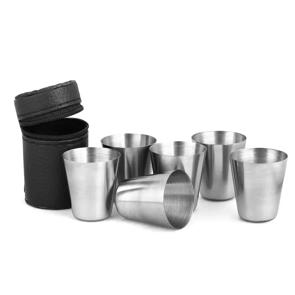 Drinkware 4 Pcs/set Outdoor Practical Travel Stainless Steel Cup Mini Set Whiskey Glass Cups Personalized Gifts Kitchen Dining - 5