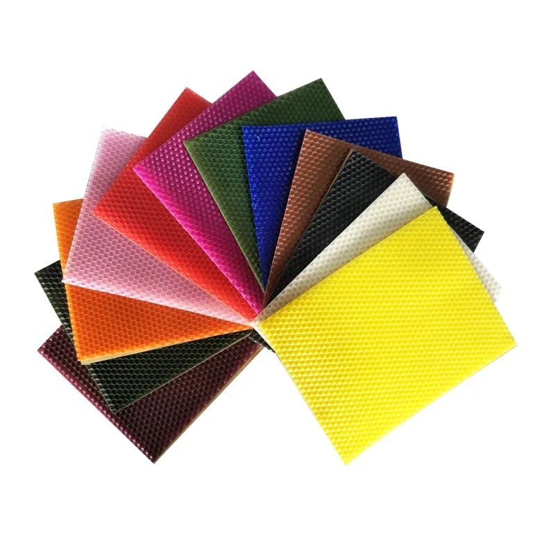 10pcs Beeswax Sheet DIY Handmade Aromatherapy Candles Cosmetics Lipsticks Making Material Colored Honeycomb Wax Sheet