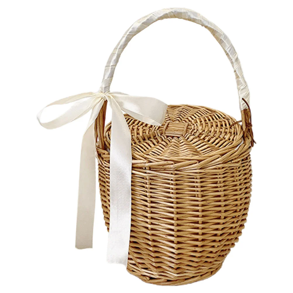 

Food Basket Storage Baskets French Style Woven Weaving Egg Fruits Picking Shopping