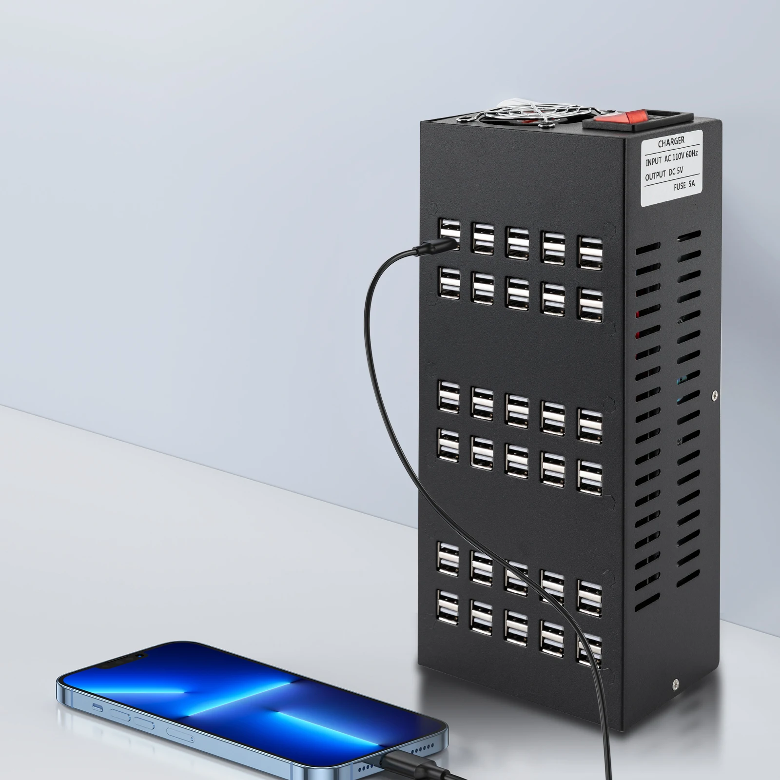 60 Ports USB Charging Station with Intelligent Protection Multi Port USB Charging Station Organizer for Hotel School Malls
