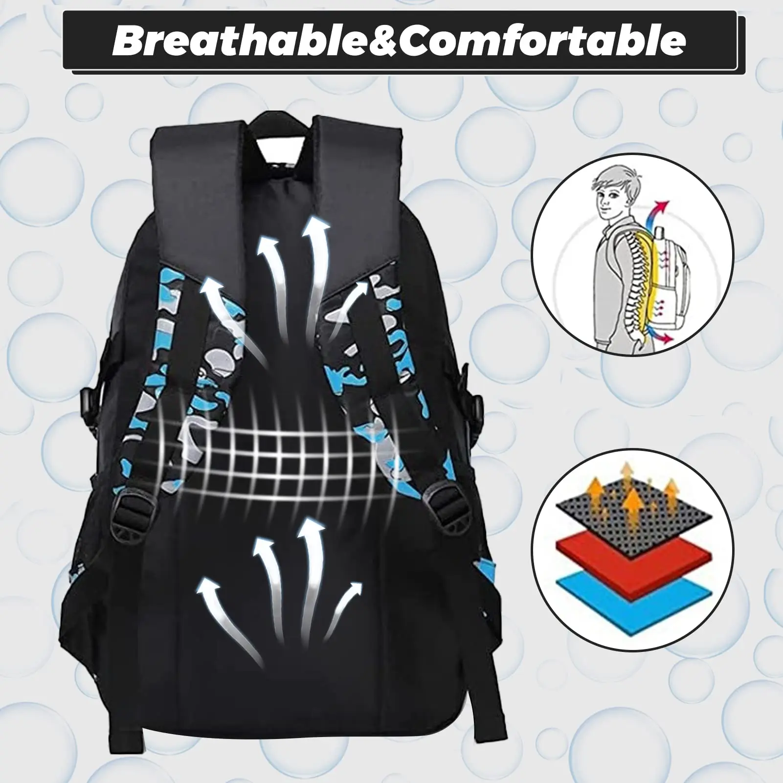 School Backpack for Boys with Lunch Bag and Pencil Bag Casual Large Capacity Middle College Student School Bags