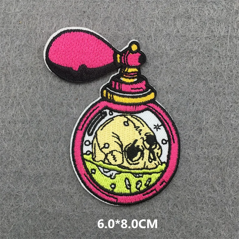 Rosa Cartoon Stickerei Patch Punk Schädel DIY Eisen auf Patches Kleidung Abzeichen Applikation Dekoration Bekleidung – Detail 13