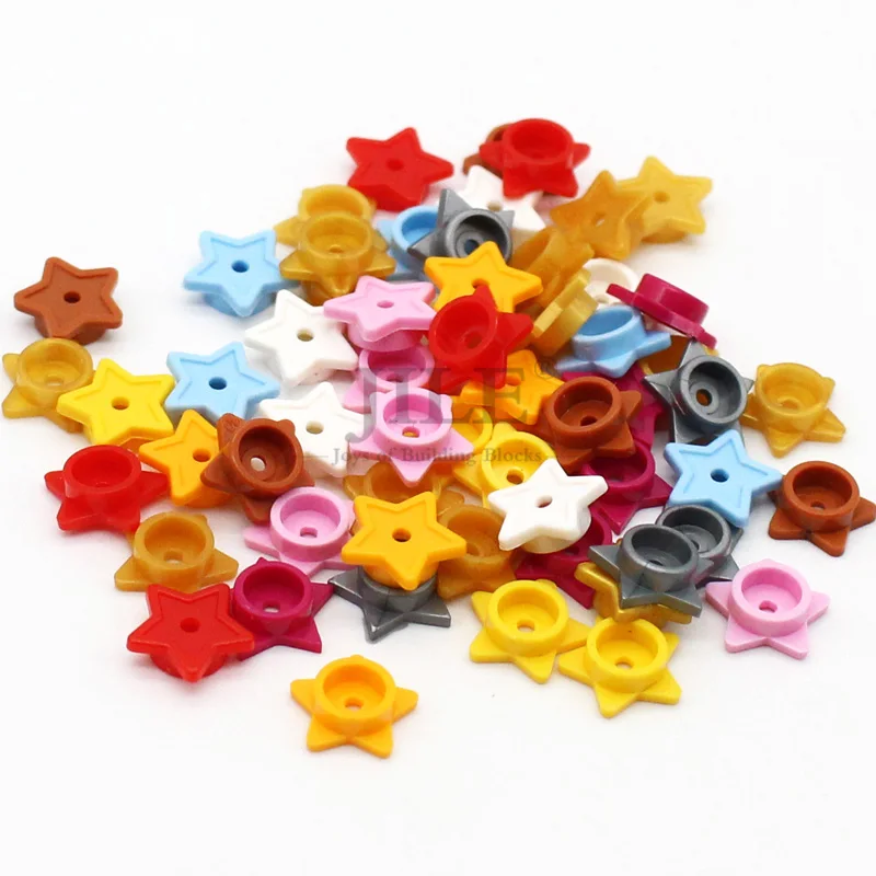 200pcs Moc 11609 Plate Round 1x1 with Star and Small Pin Hole DIY Building Blocks Bricks Compatible 28619 Assmble Particle