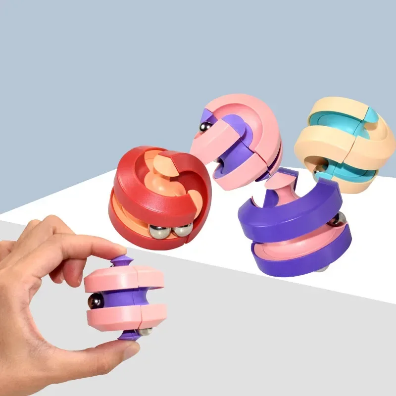 Stress Relief Cube Rotating Marble Track Metal Bead Orbit Fingertip Infinity Spinner Relieve Fidget Pinball Puzzle Toys for Kids