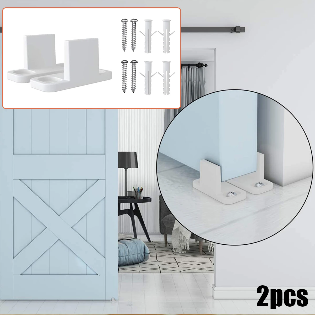 Plastic L-Guide Floor Guide Adjustable Sliding Parts Replacement For Sliding Barn Door Guides 2 PCS sliding barn door guide