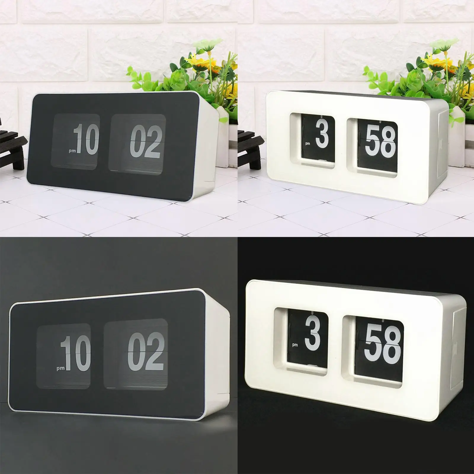 Flip down lcd digital clock desk wall clock non ticking silent sweep home office decor