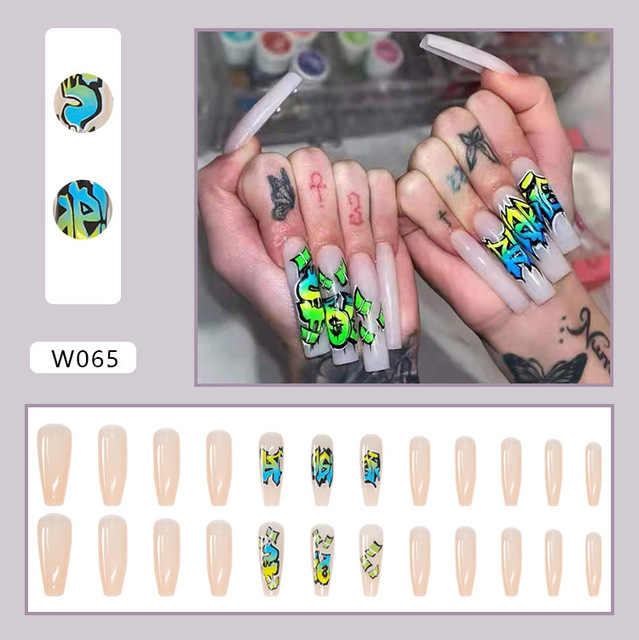 detachable fake nails with design butterfly press on nails coffin long artificial nails with glue fingernails fake