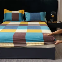 Pure Cotton Fitted Bed Sheets Geometric Bedsheet Non-slip Bed Cover Skin-friendly Bed Linen couvre lit (Pillowcase Need Order) 2