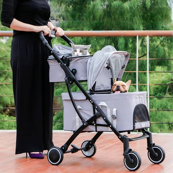 Double Layer Detachable Pet Stroller