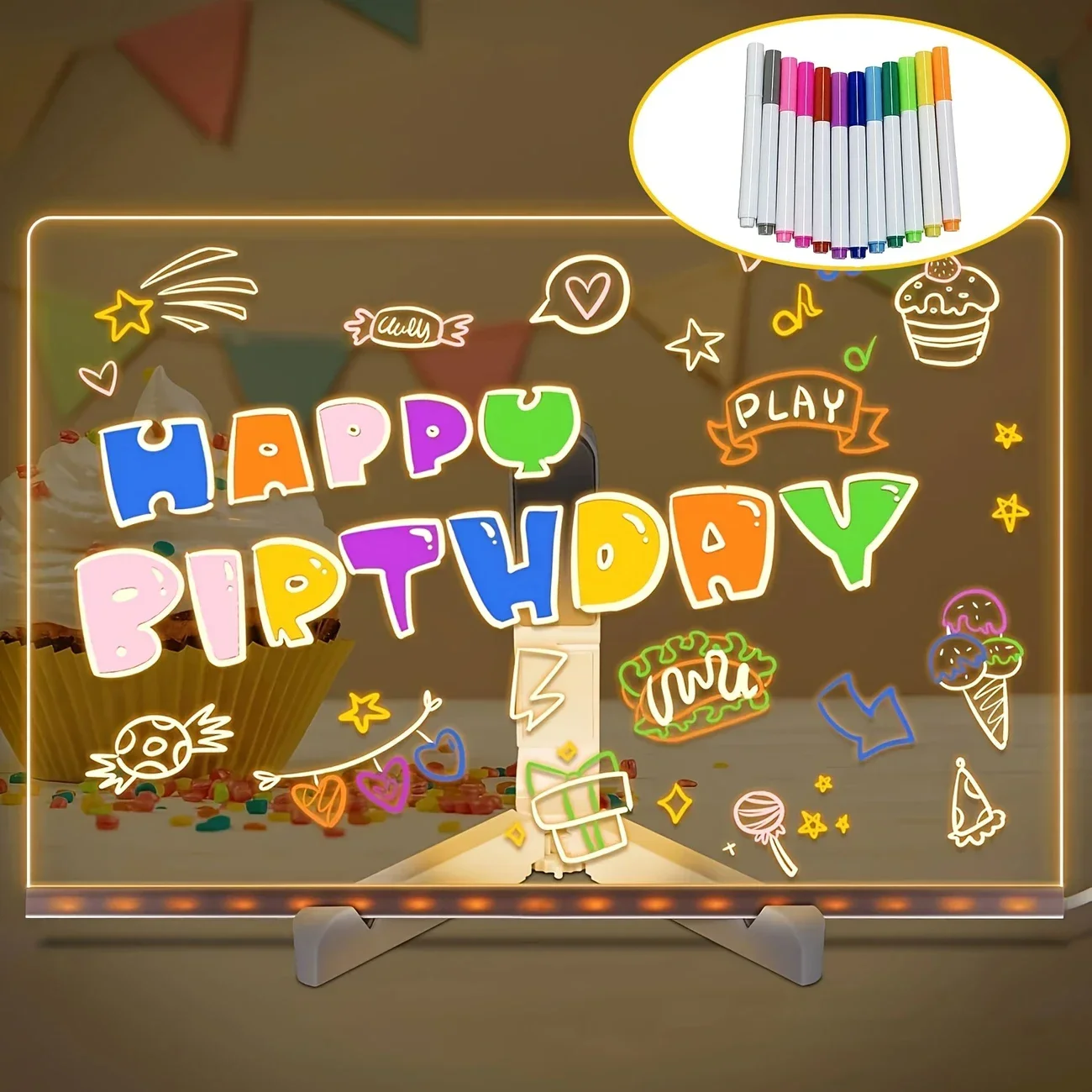 LED 노트 보드 DIY 아크릴 메시지 보드 어린이 그림 보드 야간 조명 다채로운 펜 어린이 Persent 생일 선물