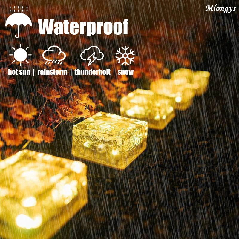 Solar Led Ice Cube Brick Lights Waterproof Stair Step Paver Lamp Yard Patio Lawn Garden Decoration Light Christmas Party Decor party square light waterproof decoration solar lawn garden light ice cube led light path landscape backyard terrace square light