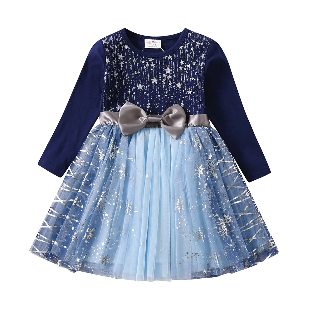 Christmas Dress for Girls Sequins Princess Dresses Kids Lace Mesh Tutu Ball Gown Elegant Girls New Year Clothes
