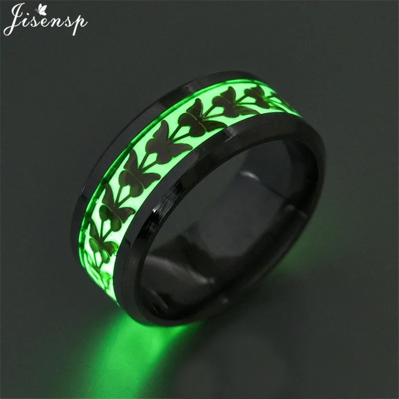 Stainless Steel Glowing In Dark Heart Finger Rings for Men Women Punk Music Dragon Luminous Ring Couple Jewelry Anel