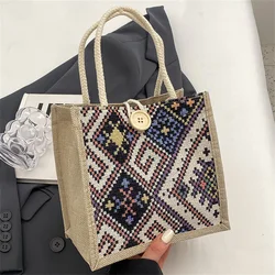Vintage - Inspired Women's Linen Tote Bag - Stylish, Convenient, and Spacious (Black)