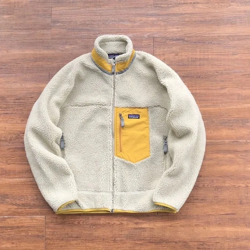Pattern American Outdoor Fleece Jacket Thick And Plush Rider Jacket Double-Sided Fleece Lamb Wool Warm For Men And Women