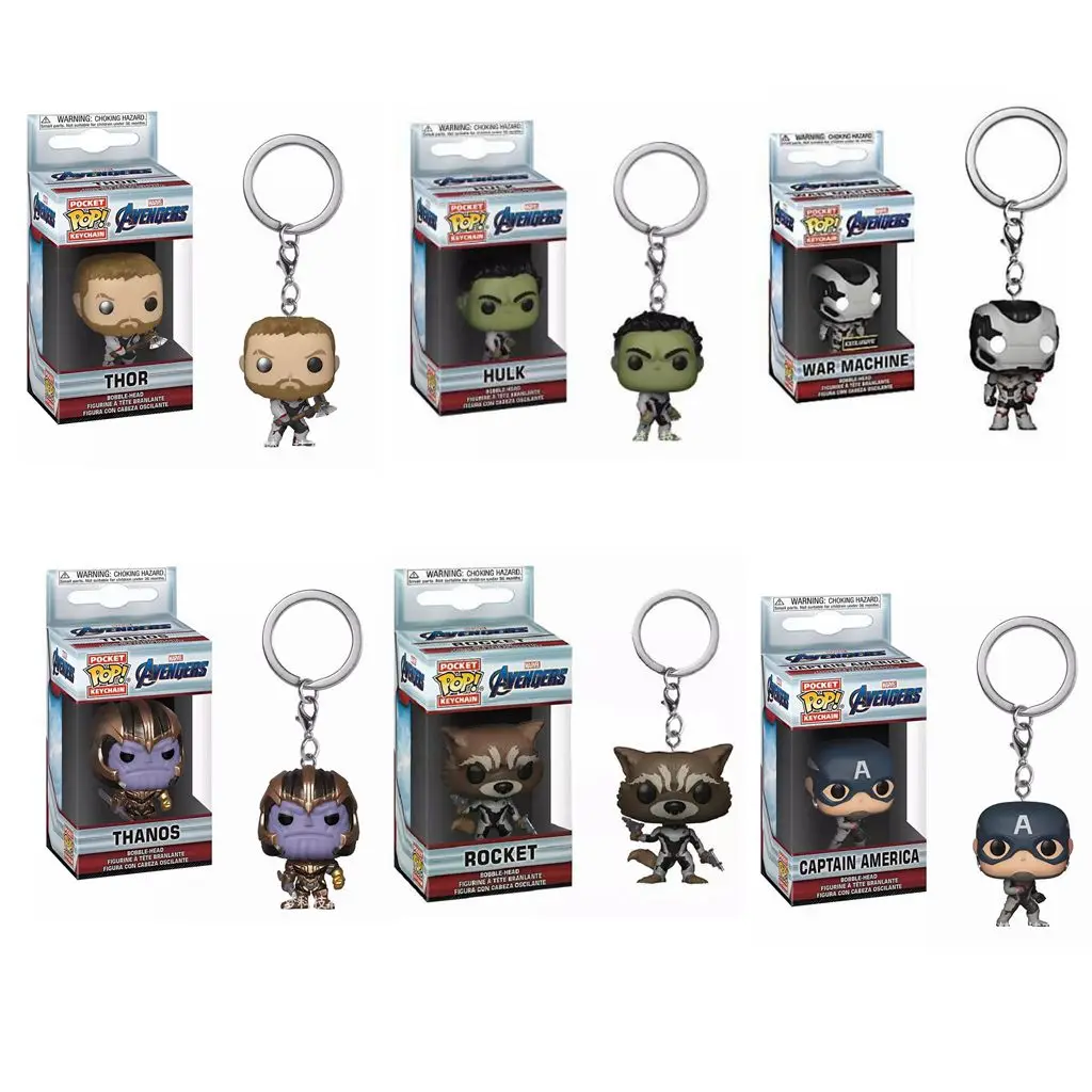 Funko Pop New Endgame Portachiavi Captain America War Machine Hulk Thor Thanos Rocket Action Figure Toys