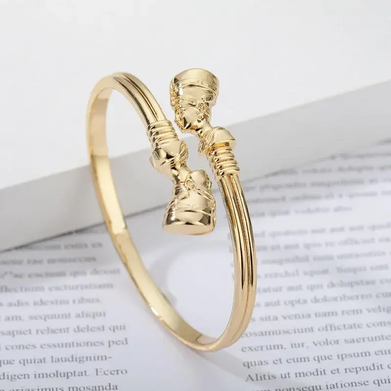 Bracelet Jewelry Egyptian Queen Nefertiti Bracelets For Women Gold Color Cuff Stainless Steel Vintage Adjustable Bangle bracelet jewelry