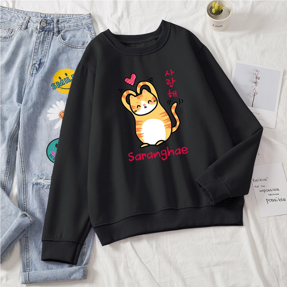 black color korean kawaii cat sweatshirt kitty sweatshir