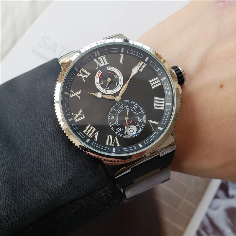 High-quality men's classic luxury multi-functional automatic mechanical watch silicone strap, Arabic numerals dial