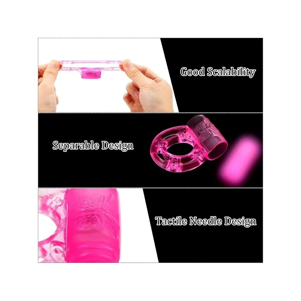 Anillo vibrador para pene, anillo de silicona para pene con estimulador de clítoris, Juguetes sexuales para hombres, 4 Anillo vibrador para pene, anillo de silicona para pene con estimulador de clítoris, Juguetes sexuales para hombres, 4