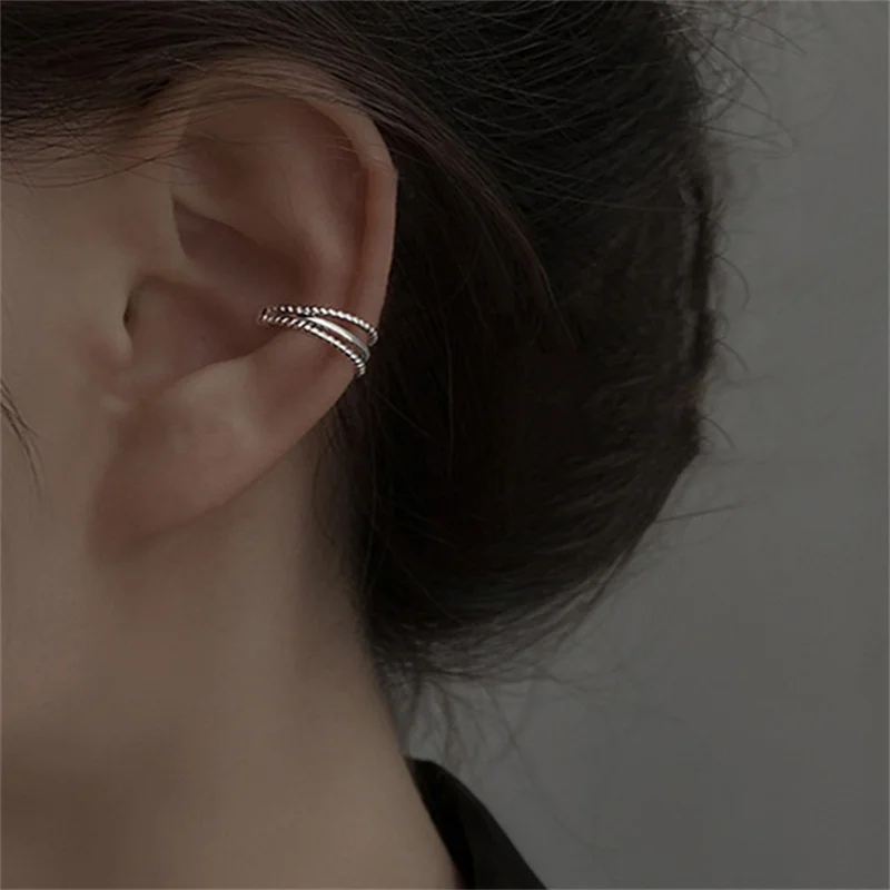 Trendy Butterfly Earrings Ear Cuff Silver Color Heart Ear Clips Ear Studs Gift For Women Fake Cartilage Clip Fashion Jewelry