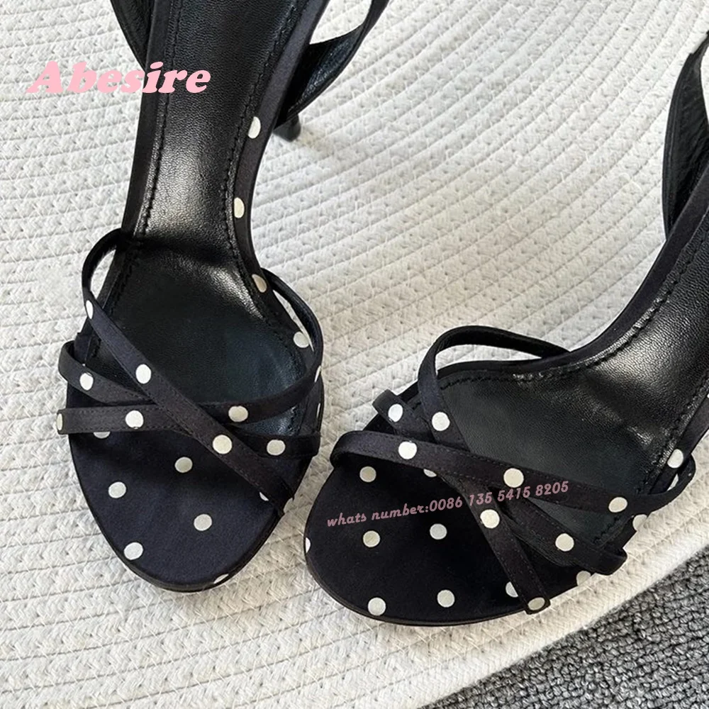 Open Toe Cut Out Slingback Sandals Satin Buckle Strap Thin Heels Women's Sandals Summer New Black White Multti-Color Shoes
