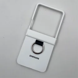 Luxury Matte Grip Ring Shockproof Case - Finger Buckle Solid Color PC Cover for Galaxy Z Flip5 (White)