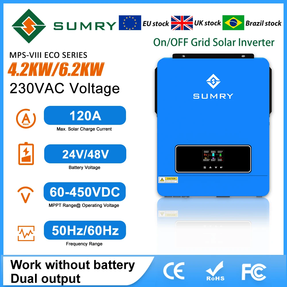 สรุป 3.6KW 4.2kw 6.2kw ON/off Gird อินเวอร์เตอร์พลังงานแสงอาทิตย์ Pure Sine Wave MPPT Solar Charge รองรับแบตเตอรี่ลิเธียม LiFePo4 แบตเตอรี่ 1