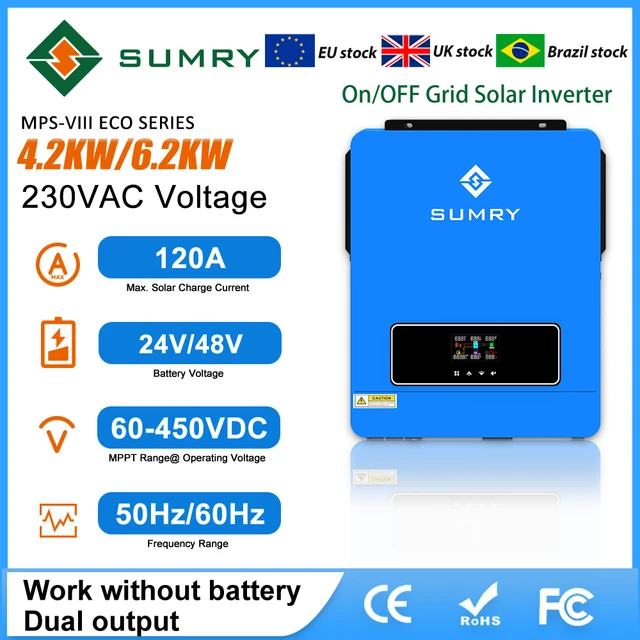 สรุป 3.6KW 4.2kw 6.2kw ON/off Gird อินเวอร์เตอร์พลังงานแสงอาทิตย์ Pure Sine Wave MPPT Solar Charge รองรับแบตเตอรี่ลิเธียม LiFePo4 แบตเตอรี่ 1