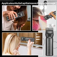 Bouteille d'application d'huile capillaire, avec 3 bouchons buccaux pointus et bouteille de teinture capillaire de 6 onces, peigne à racines, adapté au cuir chevelu (noir et blanc) 4