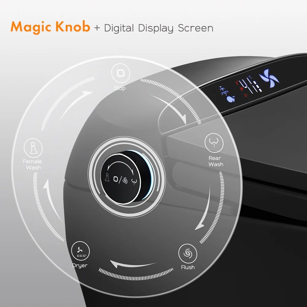YYHC-New design one piece automatic flush remote control black smart toilet for sale 2