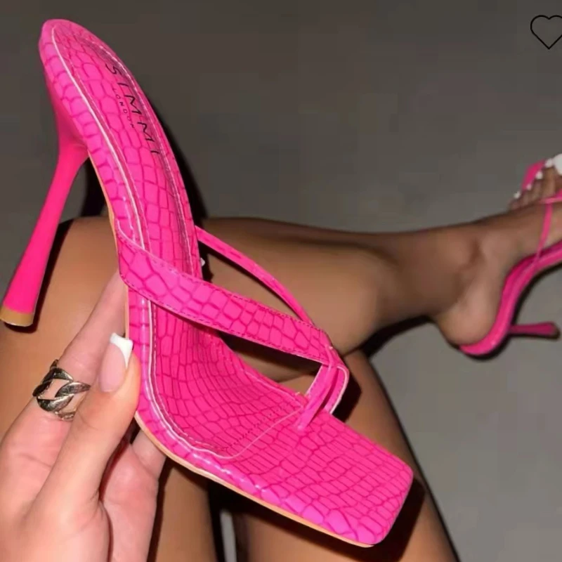 

2022 Summer High-heeled Sandals and Slippers Women's High-heeled Slippers Women's Elegant Ladies Plus Size 43 Slippers Female