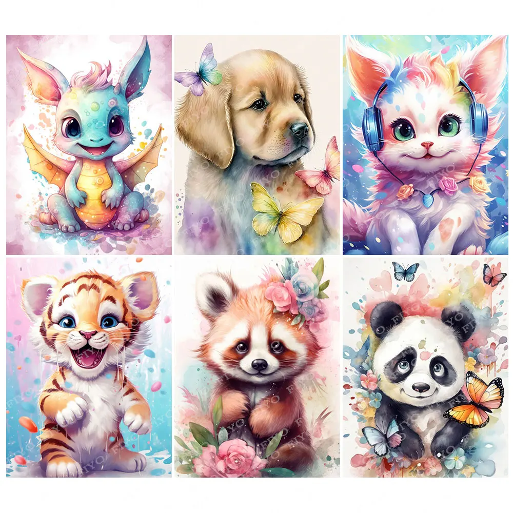 5D Diy Diamond Painting Dog Tiger Panda Full Square Round Diamond Embroidery Cross Stitch Set Animals Mosaic Art Home Decor