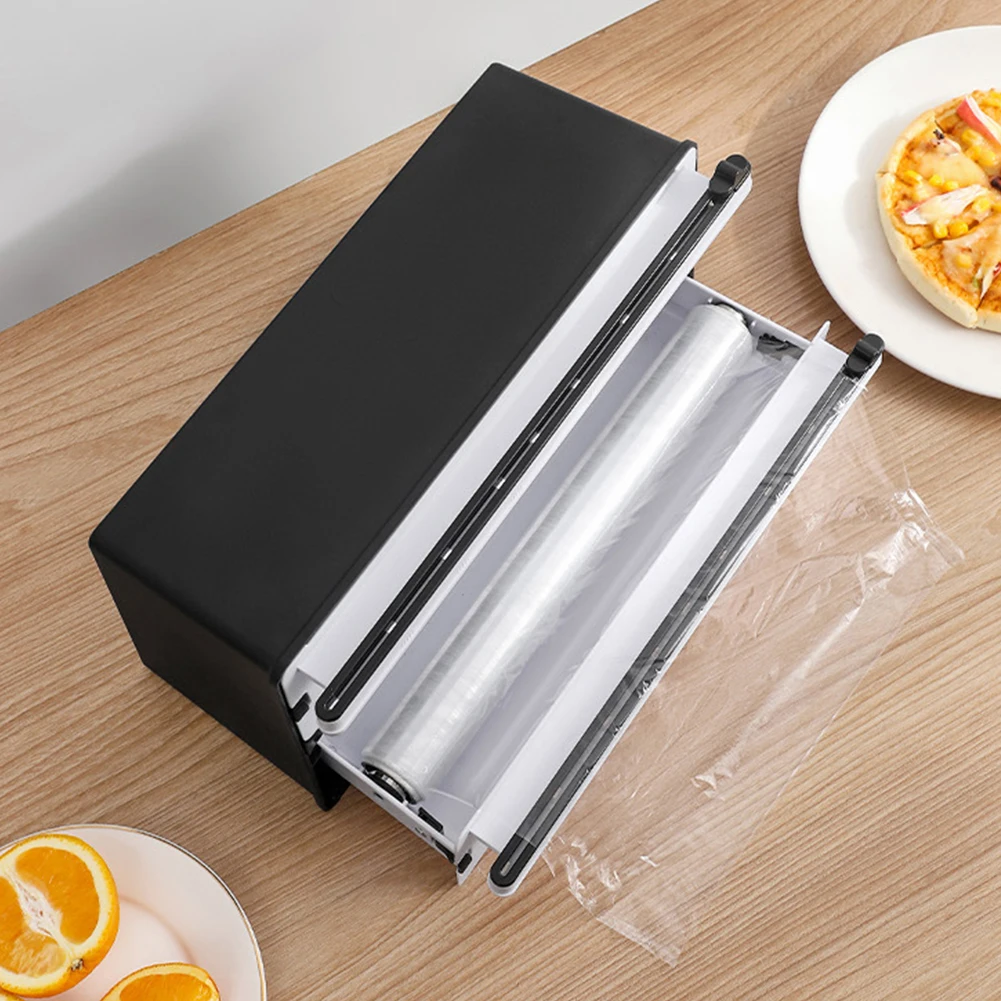 2IN1RefillableClingFilmDispenserwithCutterFoodClingWrapFilm
