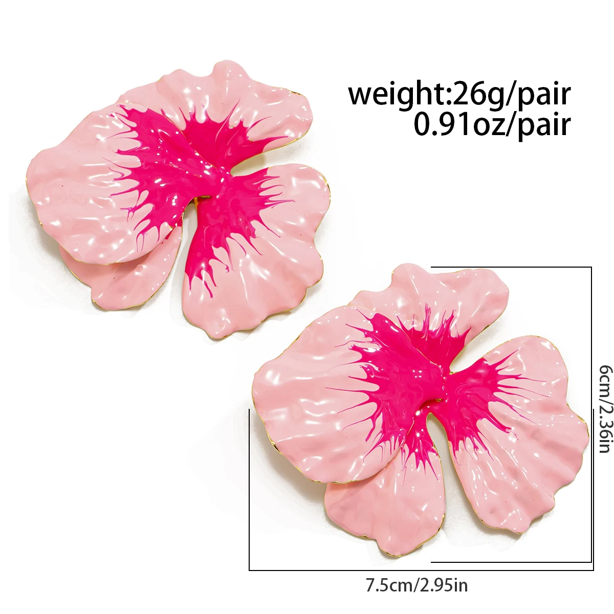 SHIXIN Luxury Pink Large 3d Flower Stud Earrings for Women