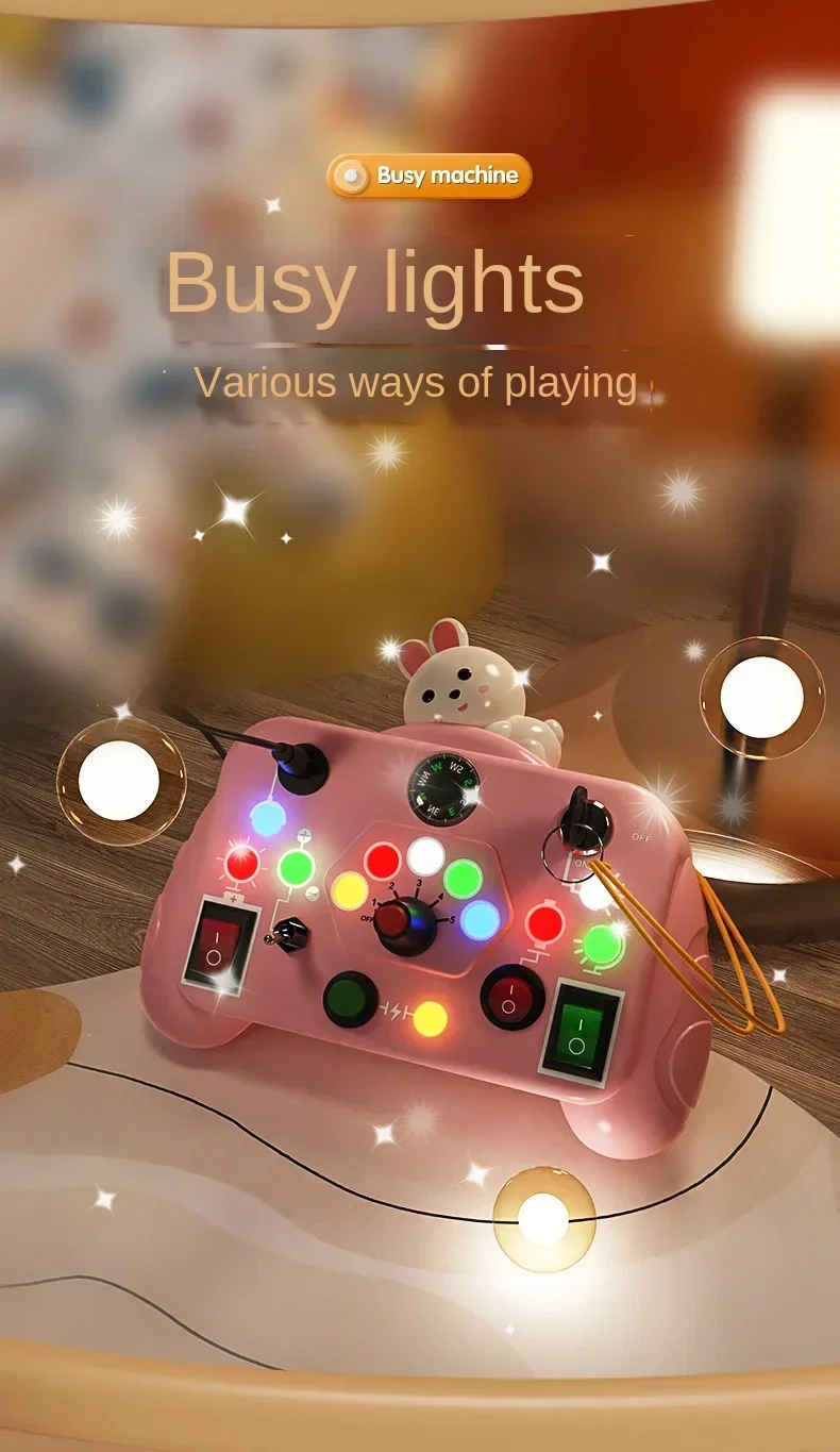 Montessori Busy Board With Led Light Sensory Educational Toy_voghion.com