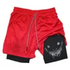 Men's Fitness Workout Shorts 2-in-1 Compression Shorts Quick Dry Breathable Running Double-layer with Towel Pocket Short Pants 4