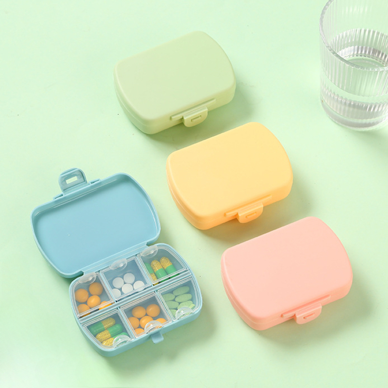 1PCS 6 Compartment Pill Box, Moisture Proof Pill Case, Travel Pill Organizer for Pocket Purse, Daily Portable Vitamin Box