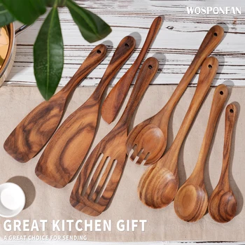 9PCS Handmade Wooden Cooking Spoon Set – Kitchen Utensils 1